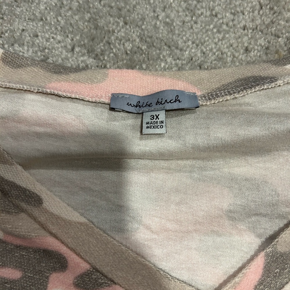 White Birch Camouflage V-Neck Top